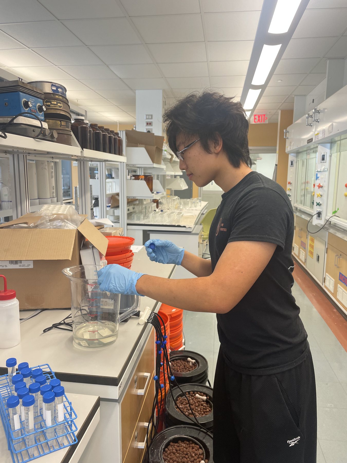 PFAS water treatment research laboratory setup.